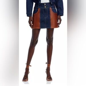 EUC Frame Atelier Denim & Leather Mini Skirt in Arlow.  Size 24